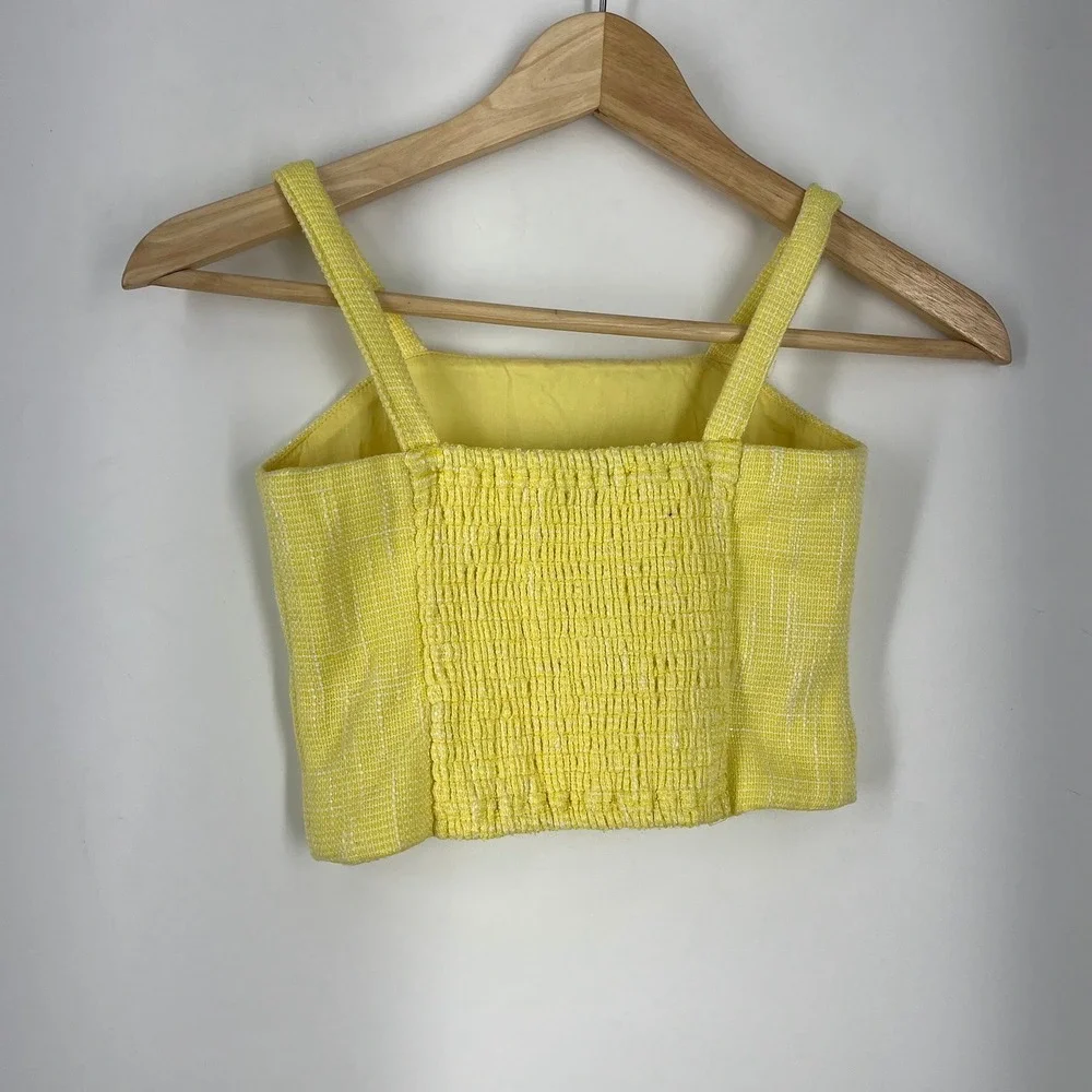Truce Kids Yellow Textured Tweed 2-Piece Set Cropped Cami and Flare Pants Size S